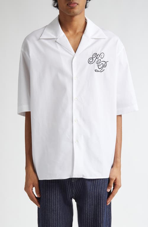 Shop Kenzo Constellation Oversize Embroidered Camp Shirt In White