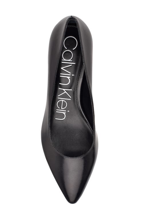 Calvin Klein Nita Womens Leather Slip On Pointed Toe Heels In Black Leather