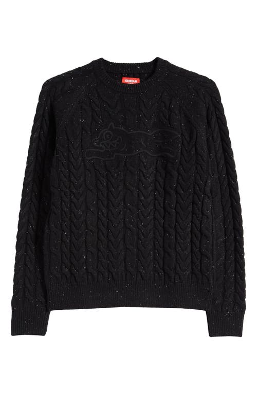Shop Icecream Sprinkles Cable Crewneck Sweater In Black