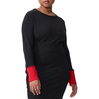 Plus Size Universal Standard Rhine Colorblock Cuff Tee, Size L (2-2) Petite Plus - Black