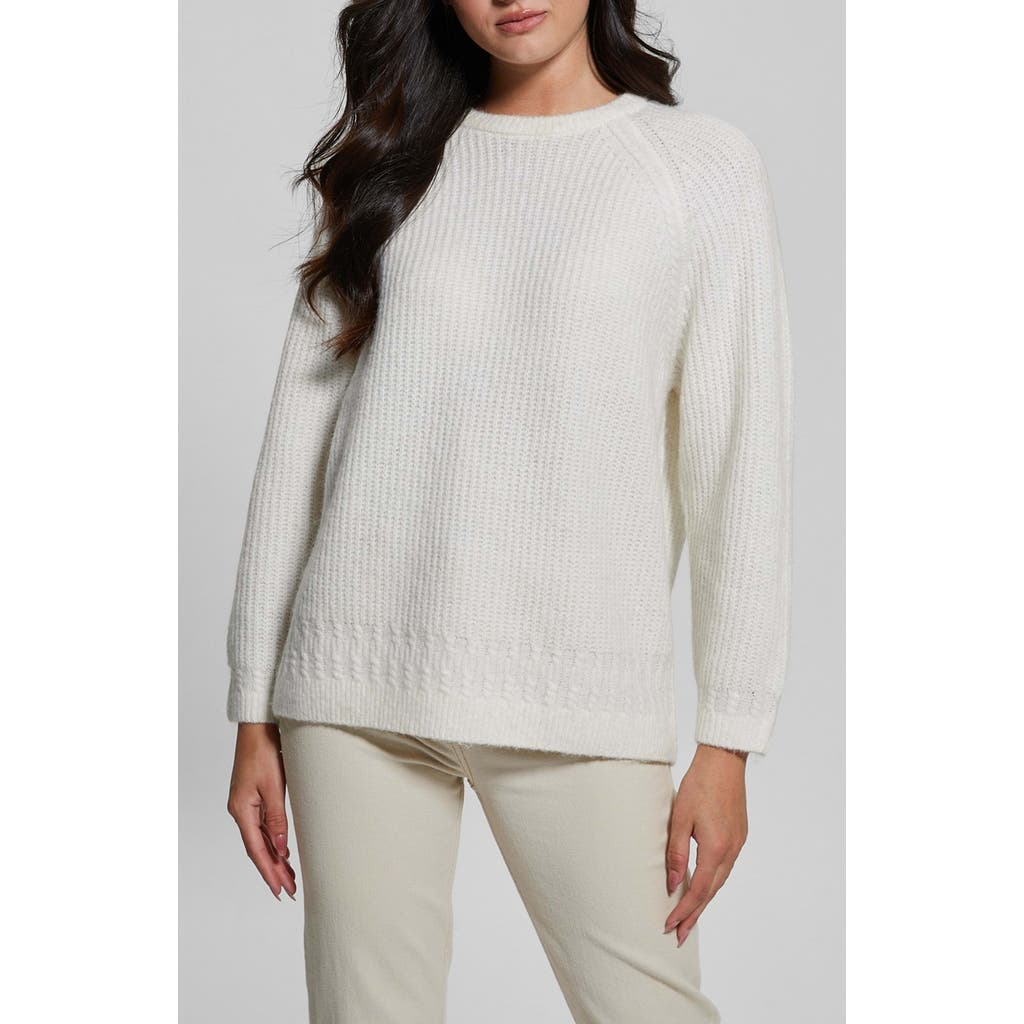 Guess Margo Mixed Stitch Sweater In Dove White