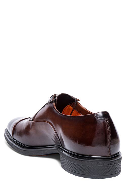 Shop Santoni Cap Toe Oxford In Dark Brown