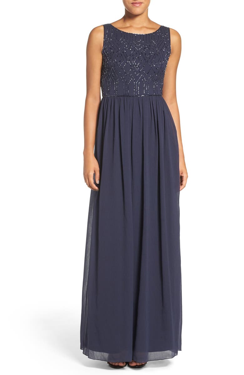 Adrianna Papell Embellished Bodice Sleeveless Chiffon Gown | Nordstrom