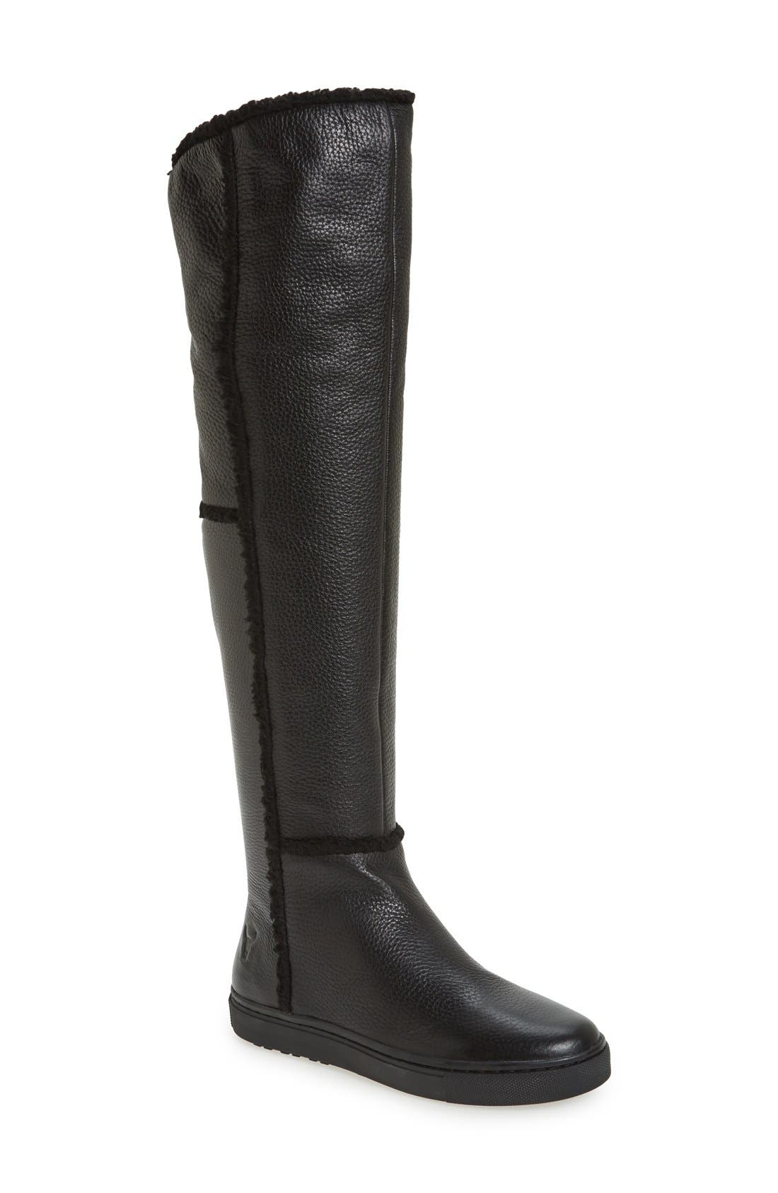 shearling over the knee boots