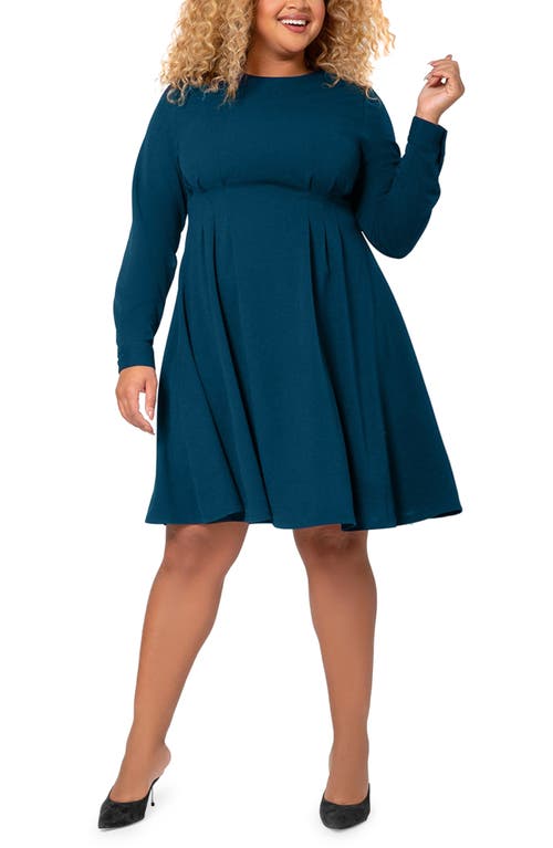 Leota Lara Pleated Long Sleeve Dress in Ibmc - Solid Ink Blue