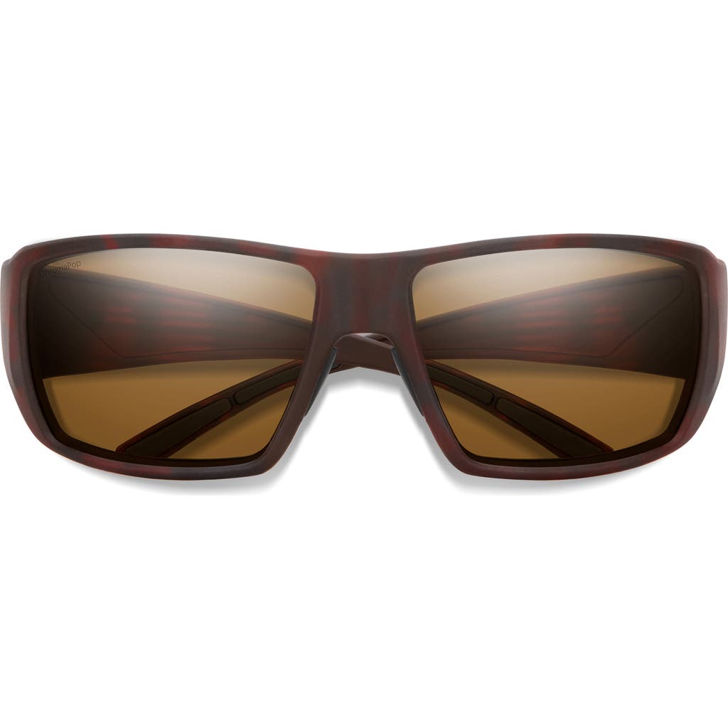 Smith Guides 62mm Chromapop™ Polarized Oversize Wraparound Sunglasses In Matte Tortoise/brown