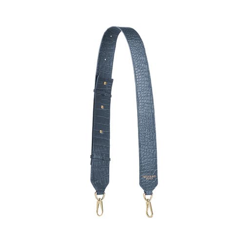 Shop Teddy Blake Croco Leather Wide Strap In Blue