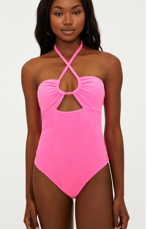 Beach Riot Phoenix Halter One-piece Swimsuit In Strawberry