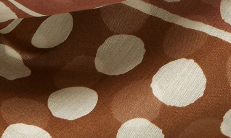 Shop Drake's Spotted Border Print Cotton & Silk Bandana In Brown