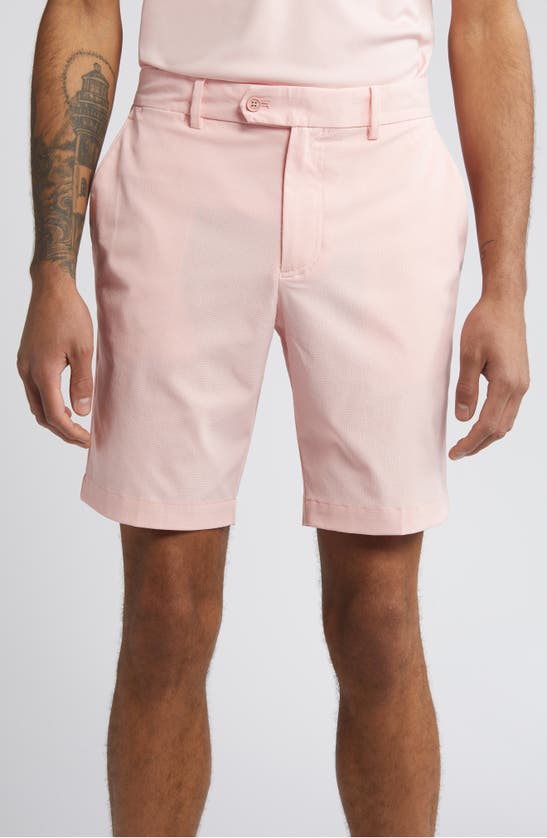 J. Lindeberg Vent Flat Front Performance Golf Shorts In Powder Pink