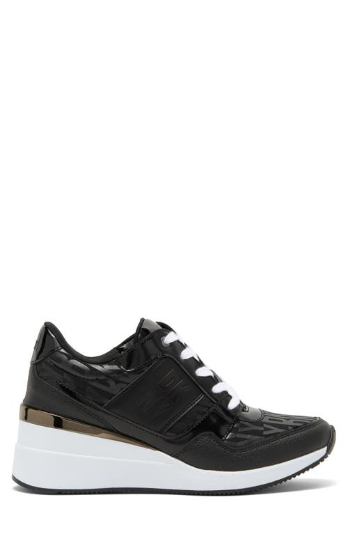 Shop Dkny Posie Wedge Sneaker In Black/black