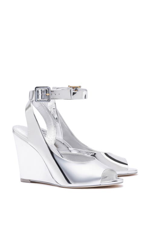 Shop Larroude Deena By Larroudé Wedge Sandal In Silver