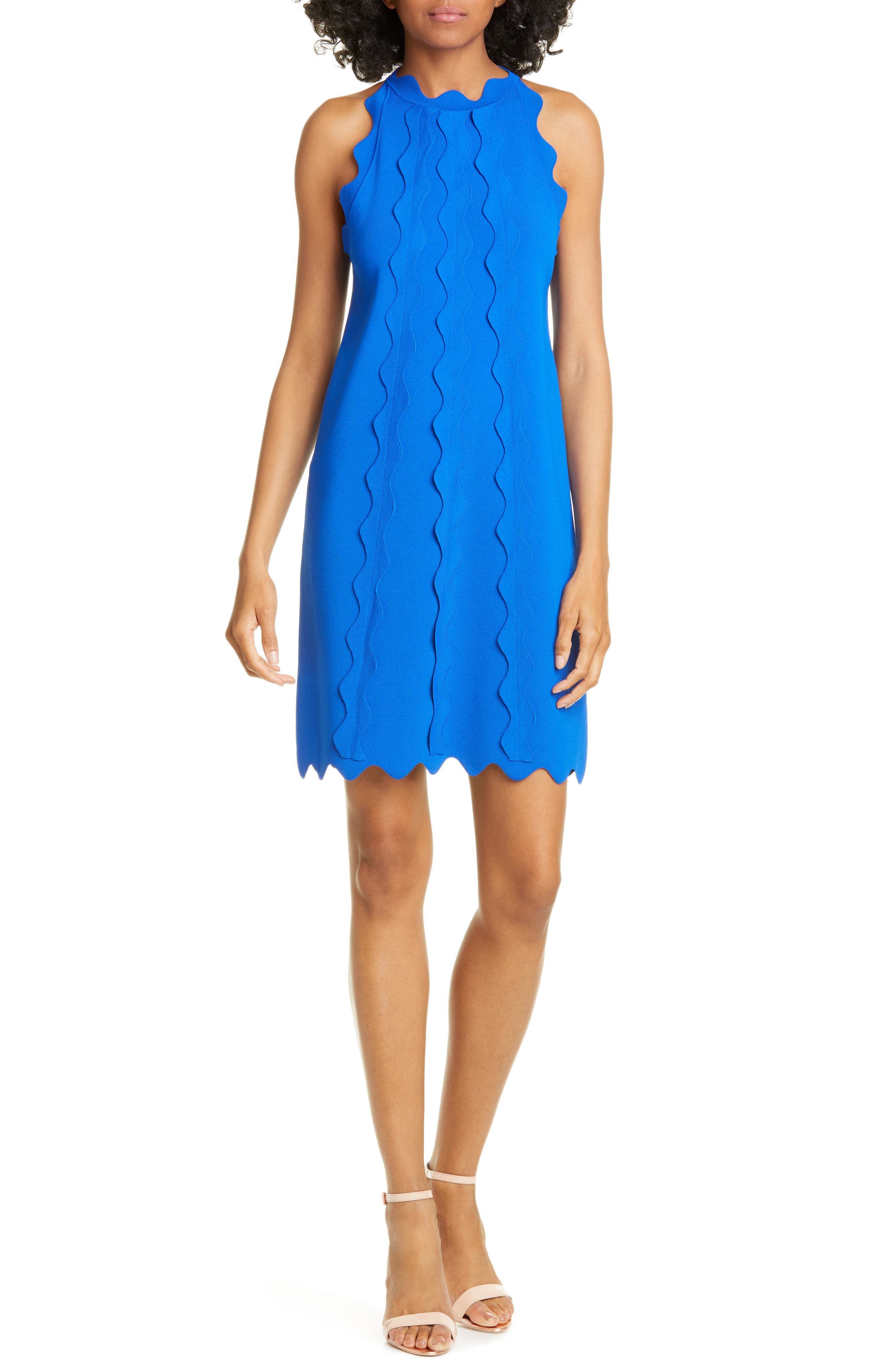Ted Baker London Rickrack Trim Knit Shift Dress, Blue