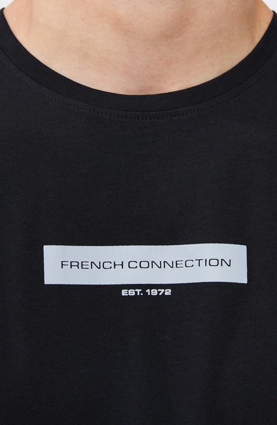 Shop French Connection Box Logo Organic Cotton Graphic T-shirt In Black