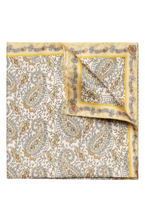 Paisley Silk Pocket Square in Light Pastel Yellow