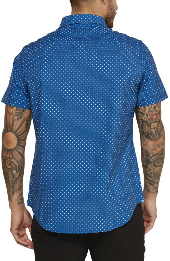 Shop 7 Diamonds Lexter Short Sleeve Button-up Shirt In Slate Blue