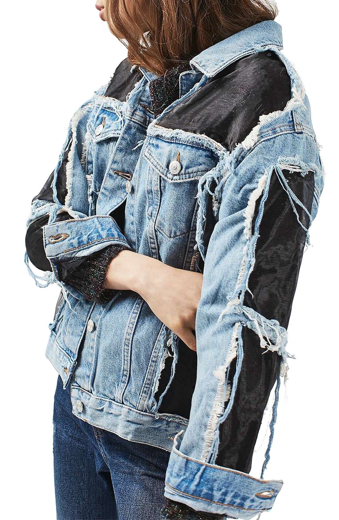 Moto Organza Oversized Denim Jacket Nordstrom