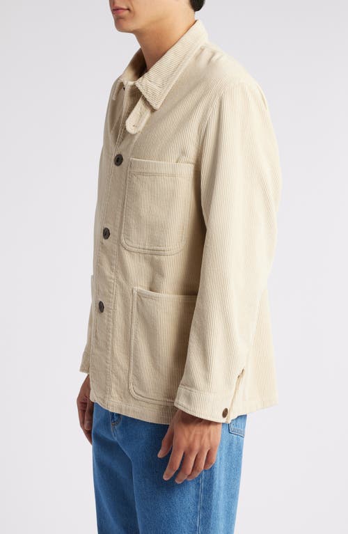 Shop Merz B Schwanen Organic Cotton Corduroy Workwear Jacket In Nature