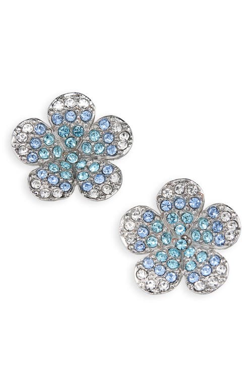 Oscar De La Renta Crystal Pavé Flower Button Earrings In Blue