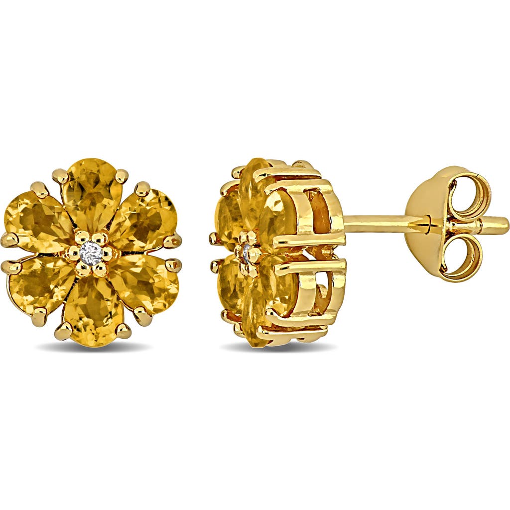 Delmar Semiprecious Stone & White Topaz Floral Stud Earrings In Yellow