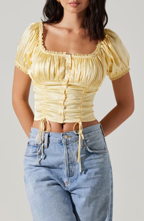 Shop Astr The Label Prisca Tonal Embroidery Crop Top In Yellow