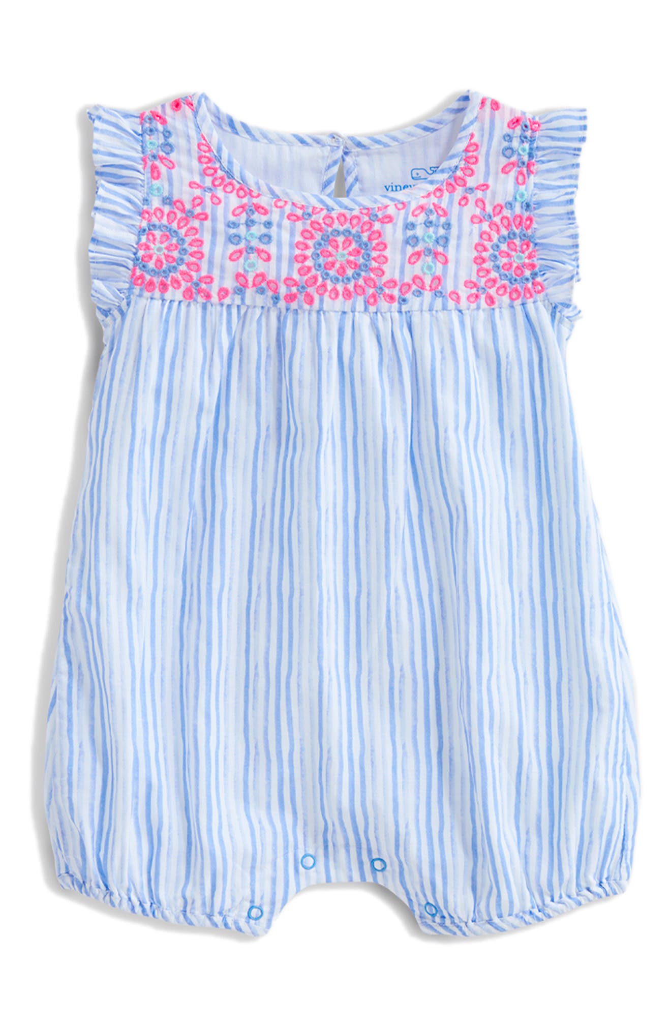vineyard vines Watercolor Embroidered Stripe Bubble Romper