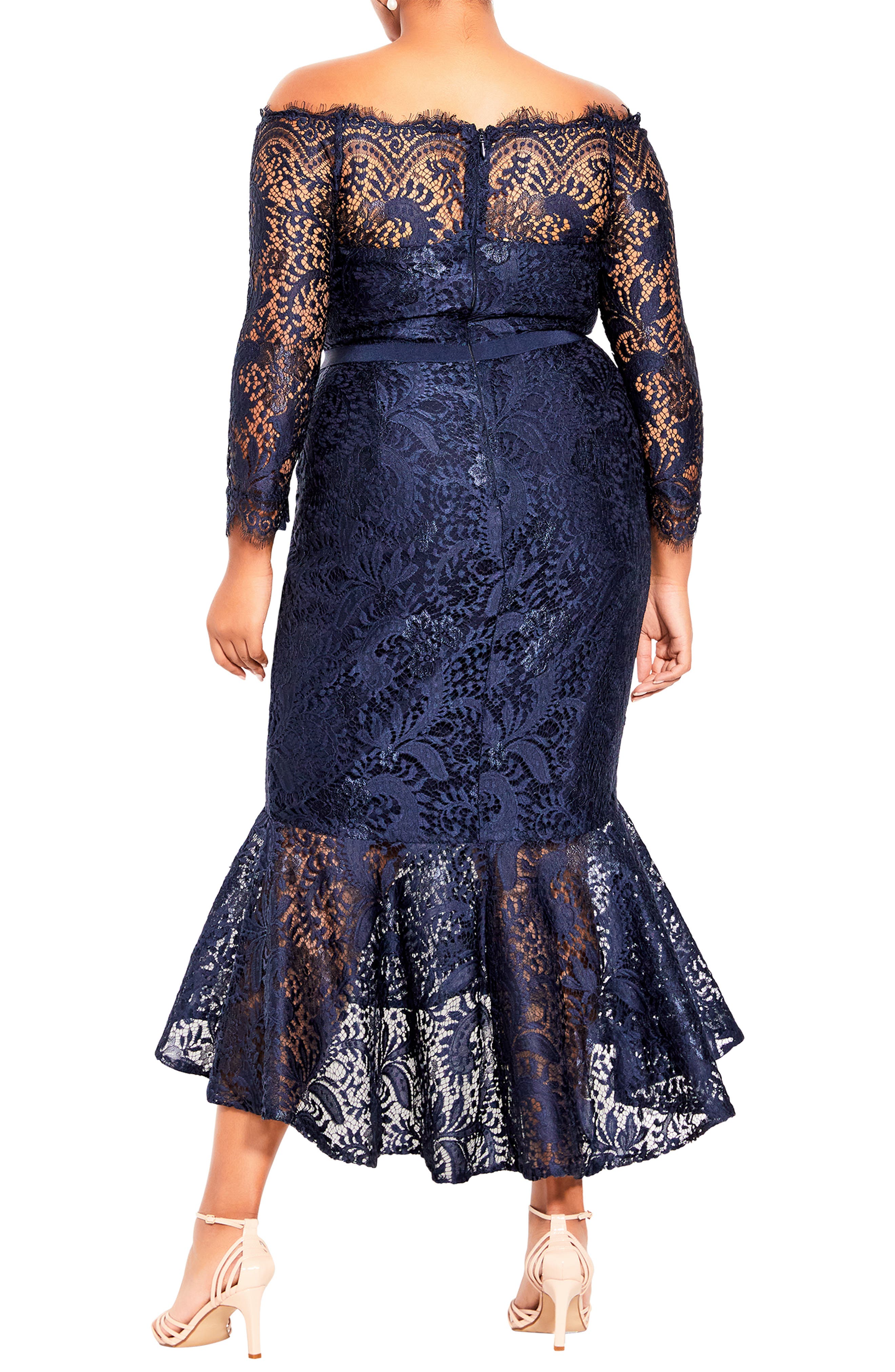 city chic estella off the shoulder dress City Chic Womens Size S Estella Off The Shoulder Dress Navy Blue - Used Very Good
