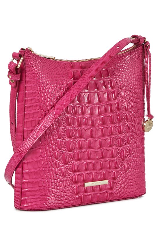 Shop Brahmin Katie Croc Embossed Leather Crossbody Bag In Paradise Pink