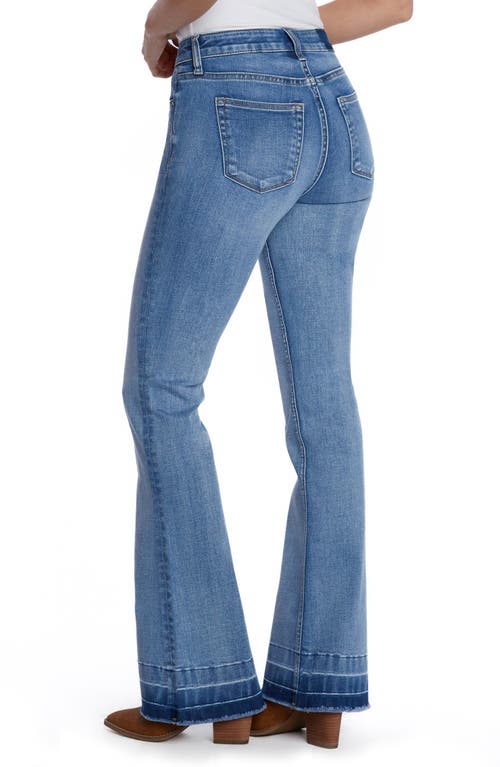Hint Of Blu Mid Rise Released Hem Flare Jeans In Powder Blue