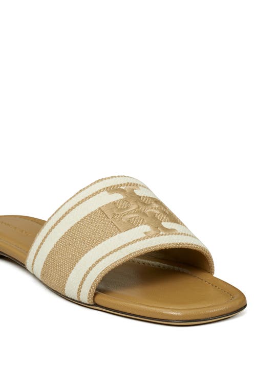 Shop Tory Burch Double T Jacquard Slide Sandal In Cammello/ash
