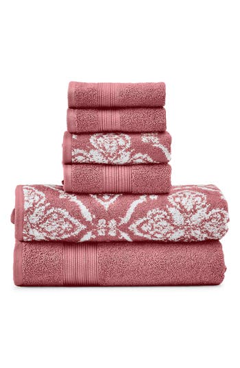 Modern Threads 6 Piece Yarn Dye Towel Set In Rosewood