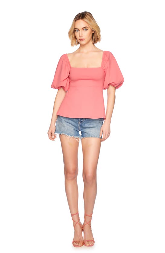 Shop Susana Monaco Puff Sleeve Top In Azalea