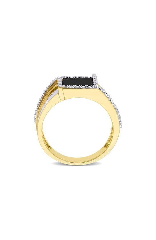 Shop Delmar Diamond & Onyx Ring In Black