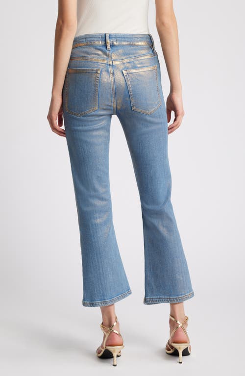 Shop Frame Le Crop Mini Bootcut Jeans In Blue/gold Hologram