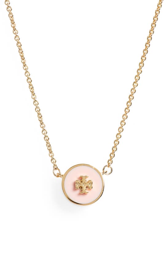 Tory Burch Enamel Pendant Necklace In Tory Gold/field Day Pink