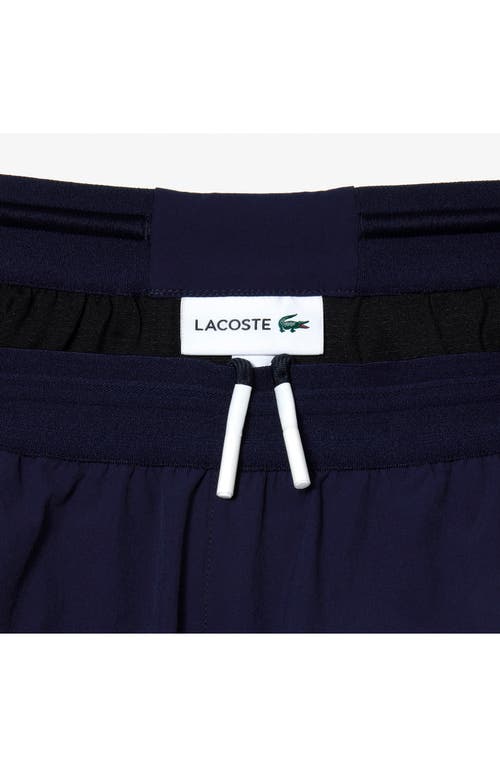 Lacoste Colorblock Cotton Swim Trunks In Yun Navy Blue/green-flour