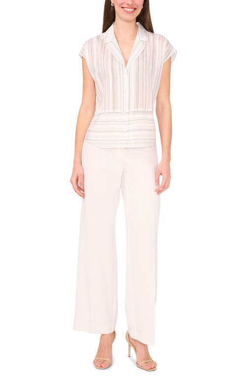 Halogen ® Stripe Button-up Shirt In White/salted Lime Stripe