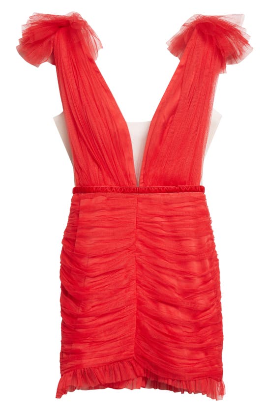Shop Sau Lee Harlie Plunge Neck Minidress In Red