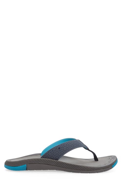 Olukai Awiki Flip Flop In Trench Blue/pavement