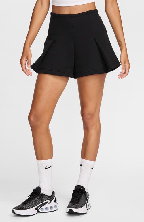 Shop Nike Tech Fleece High Waist Pleated Shorts In Black/black