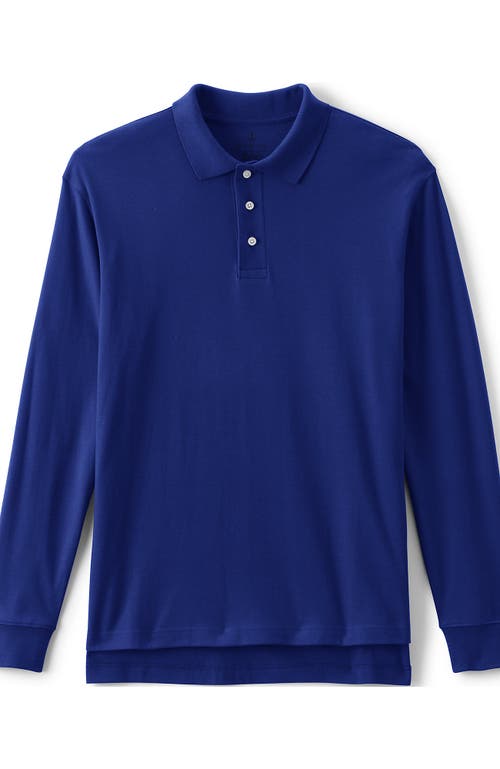 Lands' End School Uniform Long Sleeve Interlock Polo Shirt In Cobalt