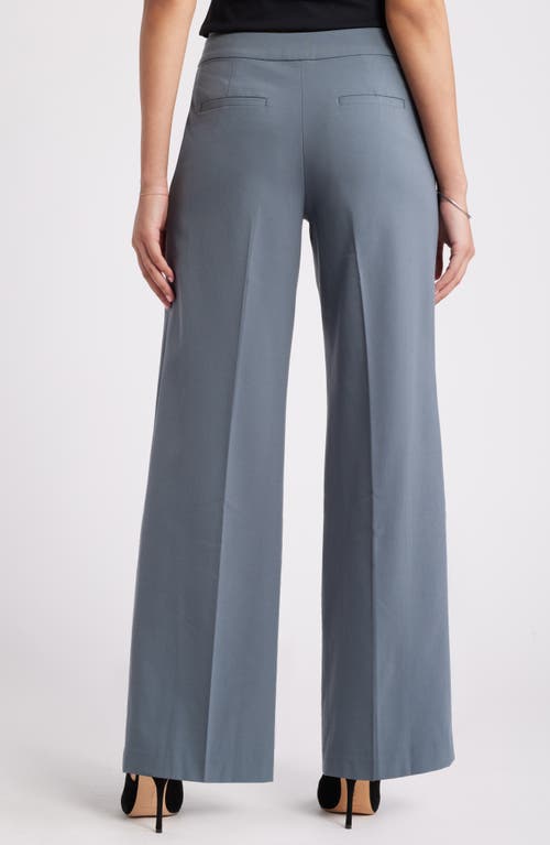 Shop Open Edit Pleated Wide Leg Pants In Blue Weather