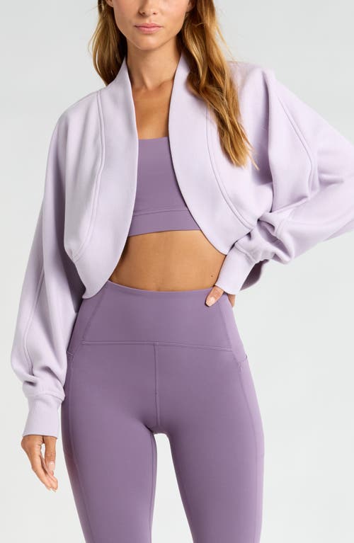 Shop Zella Cloud Fleece Cardigan Shrug In Purple Petal