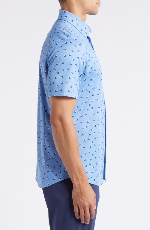 Shop Mizzen + Main Mizzen+main Halyard Floral Short Sleeve Performance Knit Button-up Shirt In Provence Floral