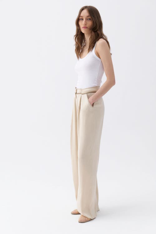 Shop Nocturne Pleated Palazzo Pants In Ivory