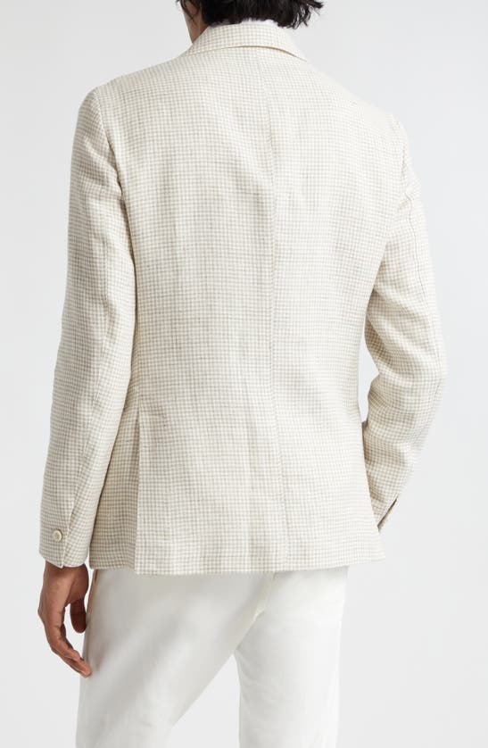Eleventy Houndstooth Linen & Wool Sport Coat In Sand