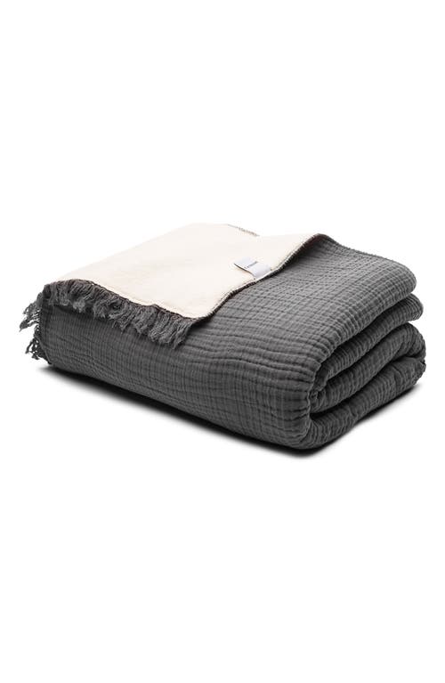 House No.23 Alaia High Pile Fleece Throw in Anthracite at Nordstrom