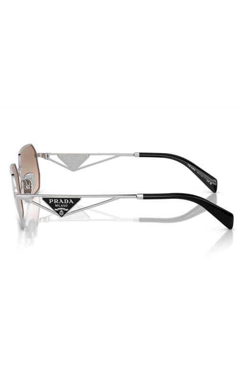 Shop Prada 58mm Rectangular Sunglasses In Pale Gold Brown Mirror/silver