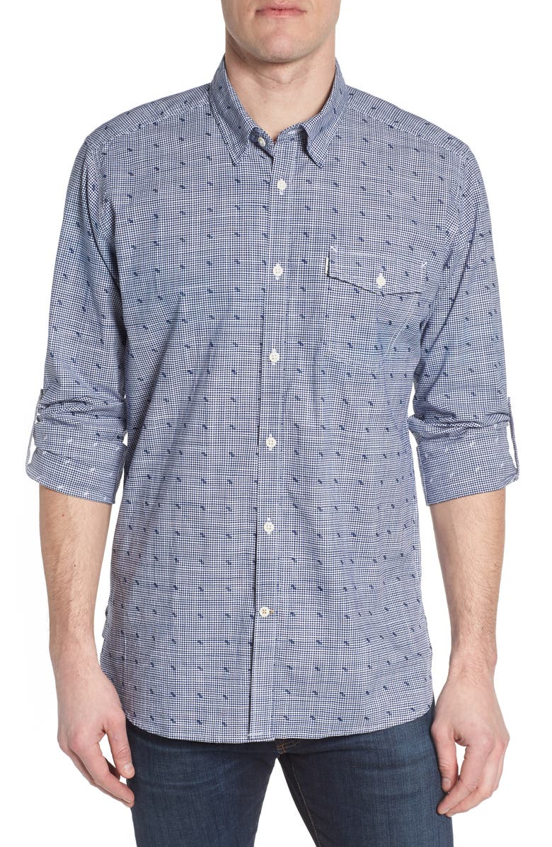 BARBOUR Beluga Regular Fit Check Sport Shirt, Main, color, NAVY