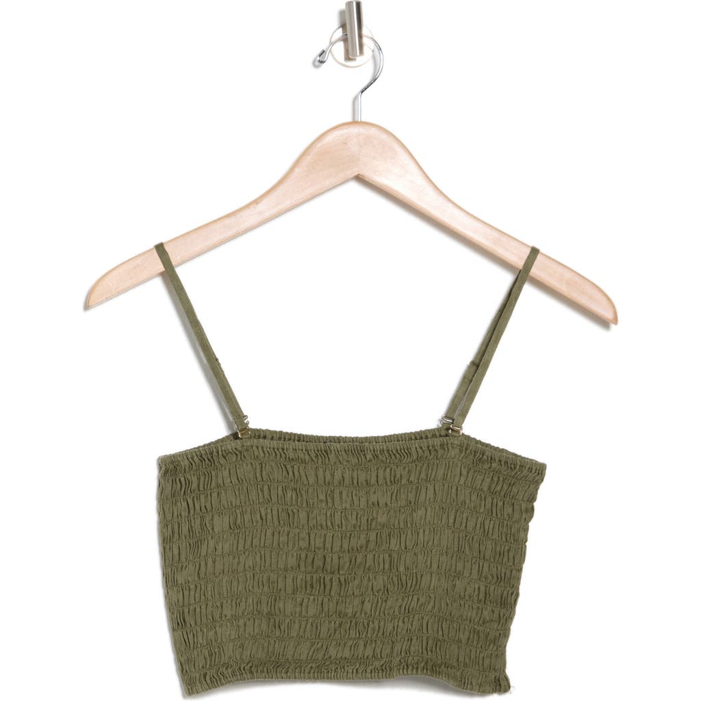 Shop Atm Anthony Thomas Melillo Smocked Linen Crop Tank In Seaweed